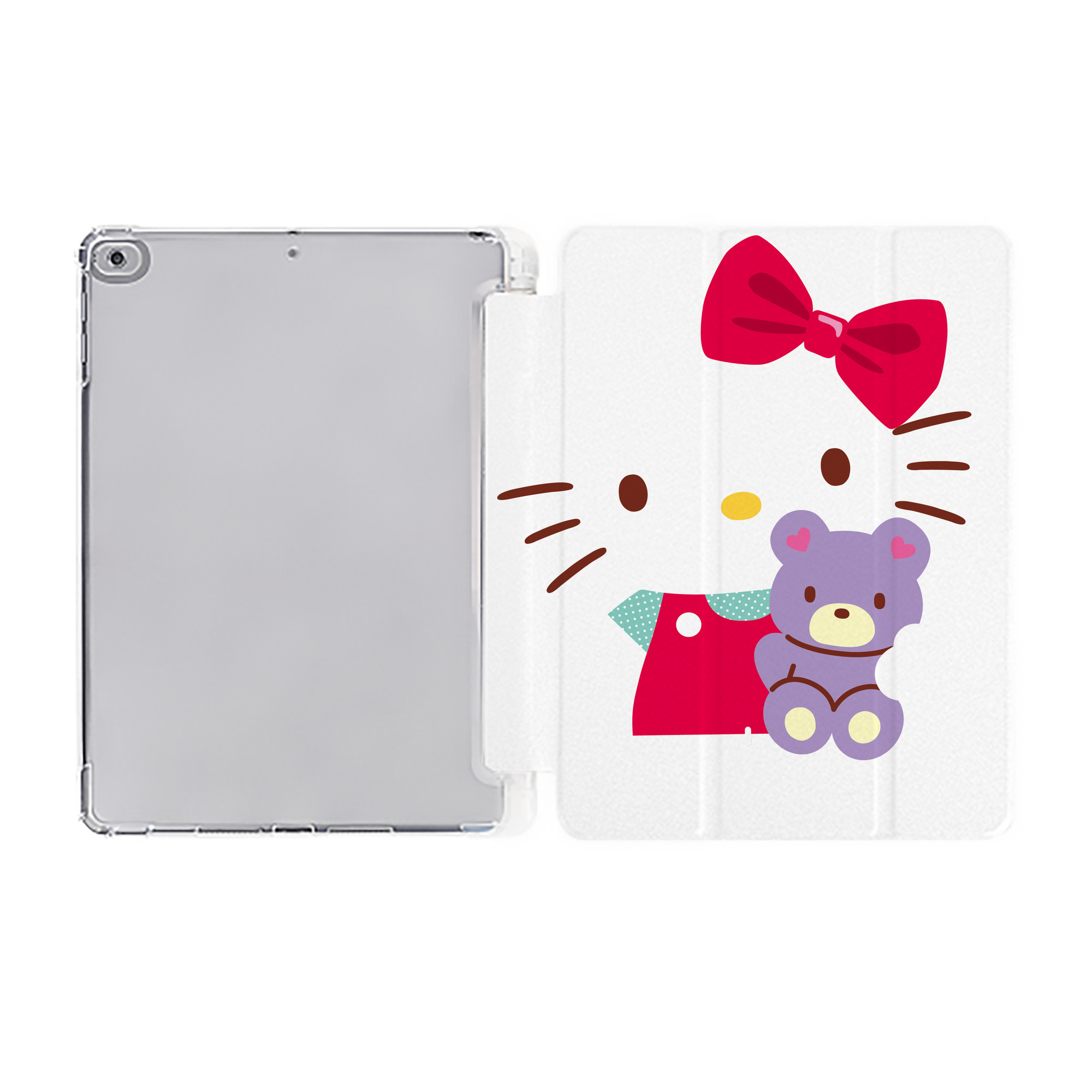 （画像用） Hello Kitty ハローキティ IPad ケース ペン収納付き 三つ折りスタンド PUレザー×シリコン 対応機種9.5/10.5/10.9インチ